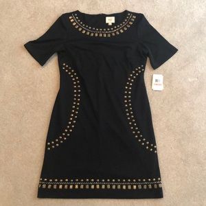 Black Embellished Short-Sleeve Dress